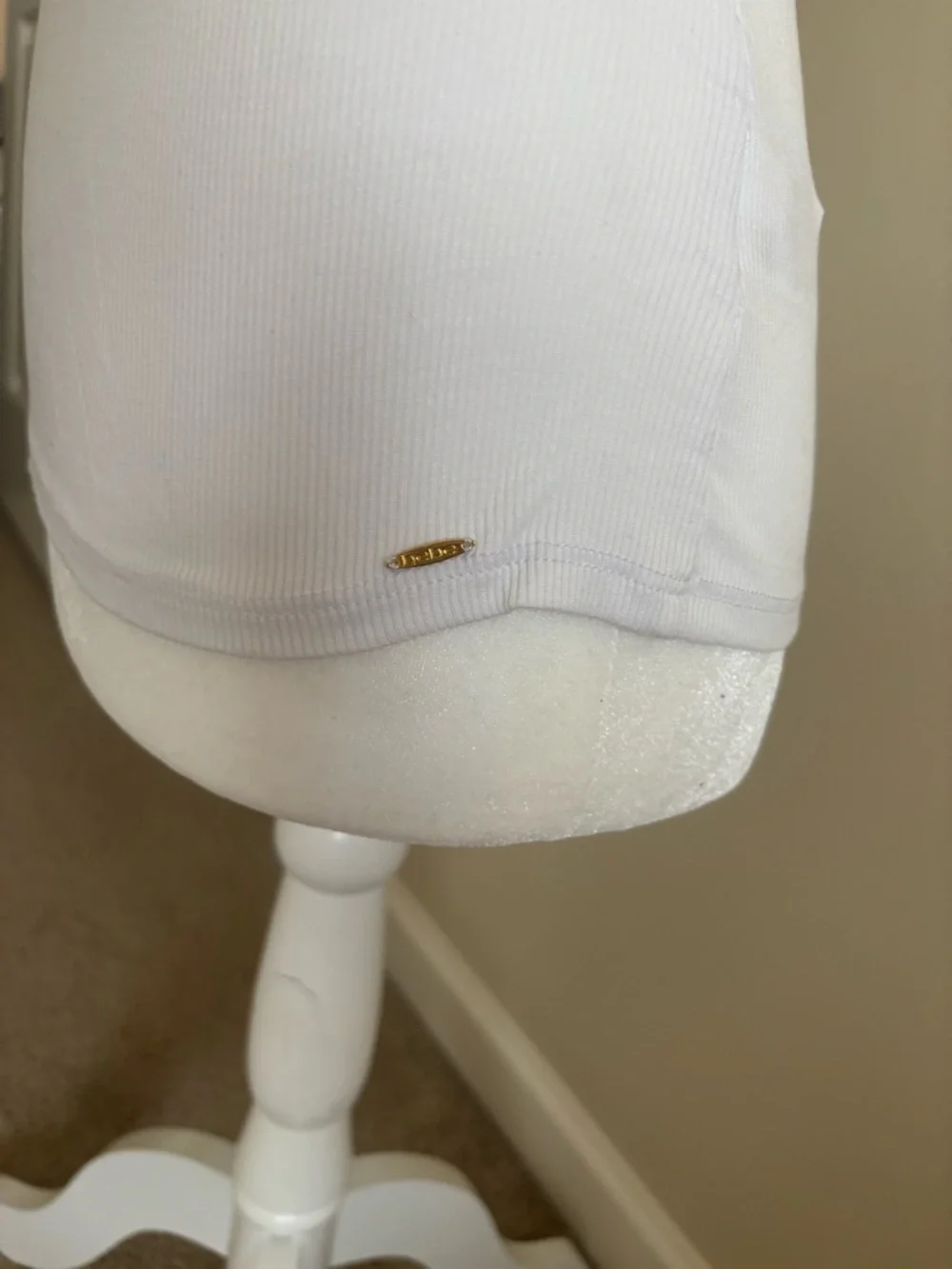 bebe White Ribbed Halter Tank - Picture 2 of 5